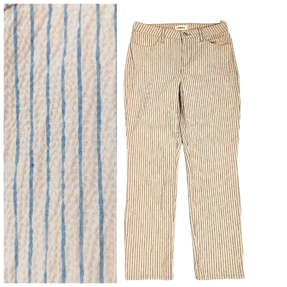 L’AGENCE Mandy Stripe High Rise Seersucker Linen Skinny Pants - Picture 1 of 12
